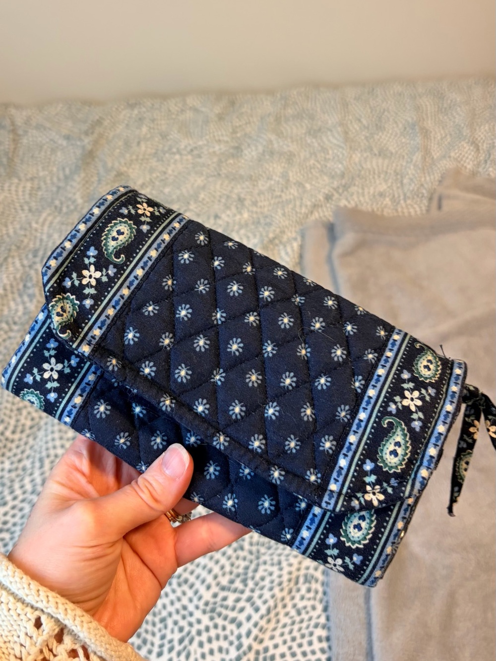Vera Bradley Navy Quilted Clutch Purse